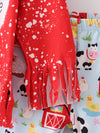 Peace Love Farmlife Red Splatter Fringe Bell Bottom Set