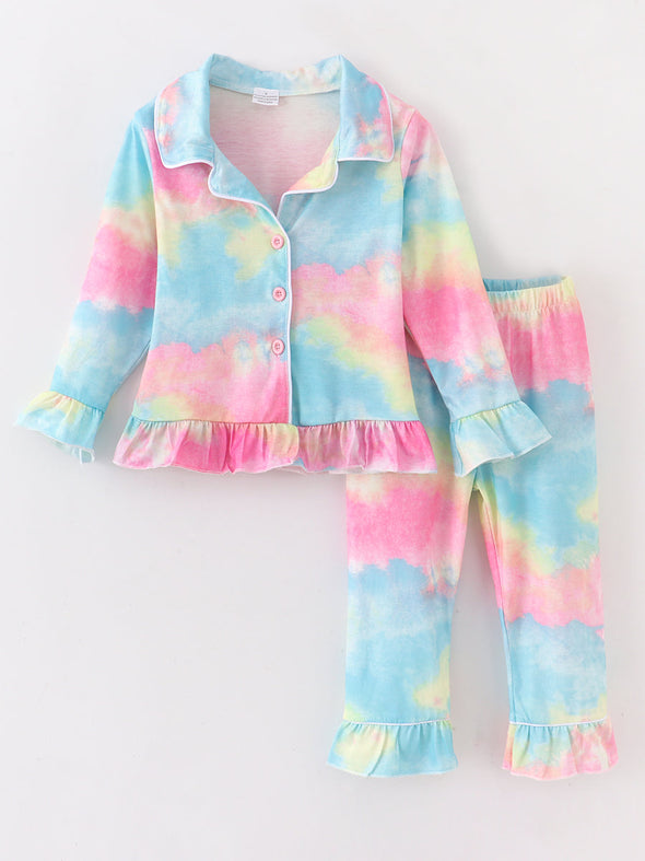 Tie-dye Ruffle Pajama Set