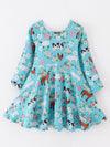 Blue Farm Animals Twirl Dress