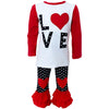 AL Limited Girls Valentine's Day LOVE Long Sleeve T Shirt & Heart Ruffle Pants Set