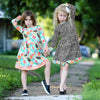 AnnLoren Little & Big Girls Long Sleeve Leopard Rose Fall Floral Dress Boutique