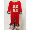 AnnLoren Baby Girls Red Long Sleeve Romper XOXO Valentine's Day Jumpsuit