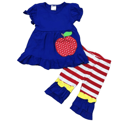 AL Limited Girls Back to School Apple Tunic and Ruffle Pants Outfit - Lil FashionAva 