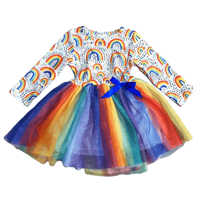 AL Limited Girls Boutique Ombre Rainbow Mesh Tulle Party Dress - Lil FashionAva 