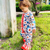 AL Limited Orange Daisy Floral Baby Girls Long Sleeve Tuxedo Lace Romper - Lil FashionAva 