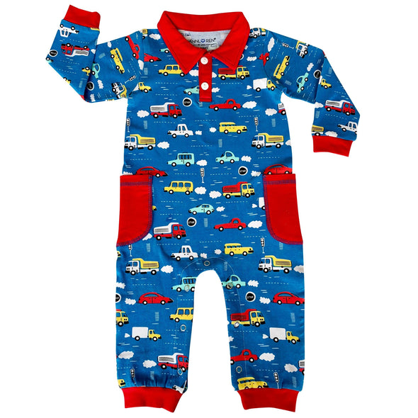 AnnLoren Automobile Cars Trucks Long Sleeve Baby/Toddler Boys Romper Toddler - Lil FashionAva 