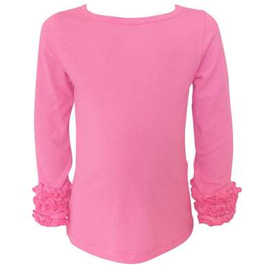 AnnLoren Baby Big Girls Boutique Long Sleeve Dark Pink Ruffle Layering T-shirt - Lil FashionAva 