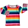 AnnLoren Baby Big Girls Boutique Long Sleeve Rainbow Ruffle Layering T-shirt - Lil FashionAva 