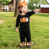 AnnLoren Baby Girls Black & Orange Pumpkin Boo Halloween Autumn Holiday Romper - Lil FashionAva 