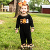 AnnLoren Baby Girls Black & Orange Pumpkin Boo Halloween Autumn Holiday Romper - Lil FashionAva 