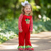 AnnLoren Baby Girls Boutique Red Green Christmas Tree Rudolph Reindeer Holiday Romper - Lil FashionAva 