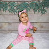 AnnLoren Baby Girls Layette Pink Arabesque Floral Onesie Pants Headband 3pc Gift Set - Lil FashionAva 