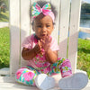 AnnLoren Baby Girls Layette Pink Floral Onesie Pants Headband 3pc Gift Set Clothing - Lil FashionAva 