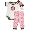 AnnLoren Baby Girls Layette Pink Leopard Onesie Pants Headband 3pc Gift Set Clothing - Lil FashionAva 