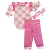 AnnLoren Baby Girls Layette Pink Polka Dot Onesie Pants Headband 3pc Gift Set Clothing - Lil FashionAva 