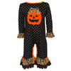AnnLoren Baby Girls Orange pumpkin Jack O Lantern Halloween Romper - Lil FashionAva 