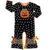 AnnLoren Baby Girls Orange pumpkin Jack O Lantern Halloween Romper - Lil FashionAva 