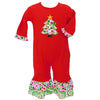 AnnLoren Baby Girls Red & White Christmas Tree Romper Outfit - Lil FashionAva 