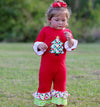 AnnLoren Baby Girls Red & White Christmas Tree Romper Outfit - Lil FashionAva 
