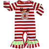 AnnLoren Baby/Toddler Girls Boutique Christmas Reindeer Red Striped Romper - Lil FashionAva 