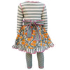 AnnLoren Boutique Grey Floral & Striped Dress & Polka Dot Leggings Clothing Set - Lil FashionAva 