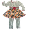 AnnLoren Boutique Grey Shabby Floral & Herringbone Dress & Polka Dot Leggings - Lil FashionAva 