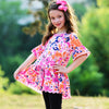 AnnLoren Girls 3/4 Angel Sleeve Tie Dye Cotton Knit Ruffle Shirt - Lil FashionAva 