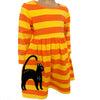 AnnLoren Girls Boutique Black Cat Orange Striped Halloween Dress - Lil FashionAva 
