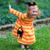AnnLoren Girls Boutique Black Cat Orange Striped Halloween Dress - Lil FashionAva 