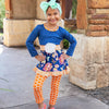 AnnLoren Girls Boutique Blue Butterfly Floral Dress Orange Polka Dot Legging Set - Lil FashionAva 