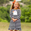 AnnLoren Girls Boutique Friendly Ghost Striped Halloween Cotton Dress - Lil FashionAva 