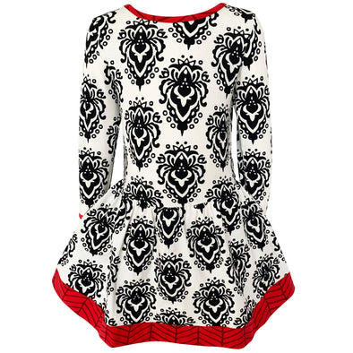 AnnLoren Girls Boutique Holiday Christmas Damask Cotton Fall Winter Dress - Lil FashionAva 
