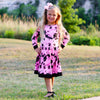 AnnLoren Girls Boutique Pink Black White Tie Dye Long Sleeve Cotton Dress - Lil FashionAva 