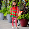 AnnLoren Girls Boutique Winter Holiday Red Green Damask Dress and Legging Set - Lil FashionAva 