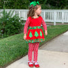 AnnLoren Girls Boutique Winter Holiday Red Green Damask Dress and Legging Set - Lil FashionAva 