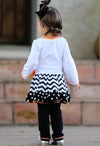 AnnLoren Girls' Halloween Orange Pumpkin and Black Cat Dress & Leggings Outfit - Lil FashionAva 