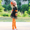 AnnLoren Girls' Halloween Orange Pumpkin Polka Dot Dress & Leggings Outfit - Lil FashionAva 
