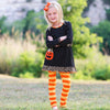 AnnLoren Girls' Halloween Orange Pumpkin Polka Dot Dress & Leggings Outfit - Lil FashionAva 