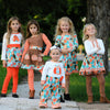 AnnLoren Girls Holiday Autumn Floral Ruffle Thanksgiving Dress & Leggings - Lil FashionAva 