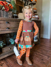 AnnLoren Girls Holiday Orange Pumpkin Patch Autumn Thanksgiving Dress & Leggings - Lil FashionAva 