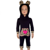 AnnLoren Girls Long Sleeve Leopard Heart Baby Toddler Romper Hoodie One Piece - Lil FashionAva 