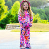 AnnLoren Girls Pink, Orange & Purple Tie Dye Ruffle Hoodie 2 Pc Fashion Track Suit - Lil FashionAva 
