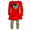 AnnLoren Girls Winter Leopard Heart Holiday Dress Tunic & Leggings Set Outfit - Lil FashionAva 