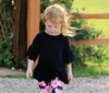 AnnLoren Little & Big Girls 3/4 Angel Sleeve Black Cotton Knit Ruffle Shirt - Lil FashionAva 