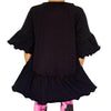 AnnLoren Little & Big Girls 3/4 Angel Sleeve Black Cotton Knit Ruffle Shirt - Lil FashionAva 