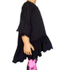 AnnLoren Little & Big Girls 3/4 Angel Sleeve Black Cotton Knit Ruffle Shirt - Lil FashionAva 