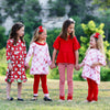 AnnLoren Little & Big Girls 3/4 Angel Sleeve Red Cotton Knit Ruffle Shirt - Lil FashionAva 