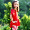 AnnLoren Little & Big Girls 3/4 Angel Sleeve Red Cotton Knit Ruffle Shirt - Lil FashionAva 