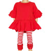 AnnLoren Little & Big Girls 3/4 Angel Sleeve Red Cotton Knit Ruffle Shirt - Lil FashionAva 
