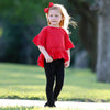 AnnLoren Little & Big Girls 3/4 Angel Sleeve Red Cotton Knit Ruffle Shirt - Lil FashionAva 